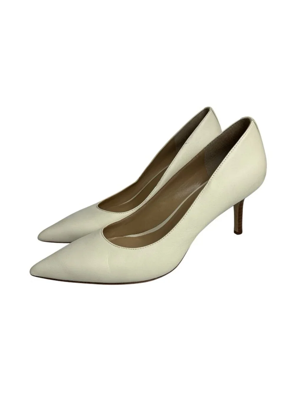 Lauren Ralph Lauren Lanette Pumps Women's 9B Cream Leather Upper, Pointed Toe